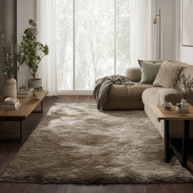 Chandra Rugs Giulia Collection Plush Modern Contemporary Hand-Woven Silver White Grey Shag Polyester Pile Material Handmade Area Rug