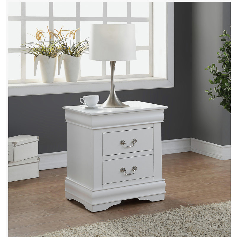 Louis Philippe white lacquer bedside table, White