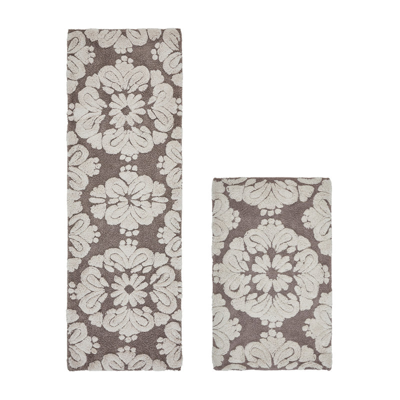 Chemash Premium 100% Cotton 1885 GSM 2-Piece Bath Rug Set, OEKO-TEX® Certified, Non-Slip Spray Latex Backing, Plush Tufted Bath Mats for Shower, Bathtub, Vanity & Double Sink Areas, Super Absorbent, Machine Washable, Beige