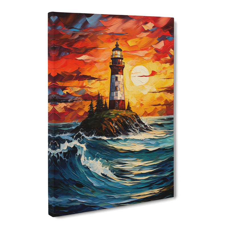 Lighthouse Expressionism - Wrapped Canvas Print, 50cm H x 35cm W x 3cm D