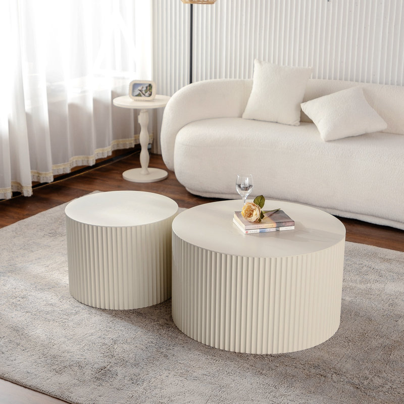 Ensemble de 2 tables basses gigognes Beige