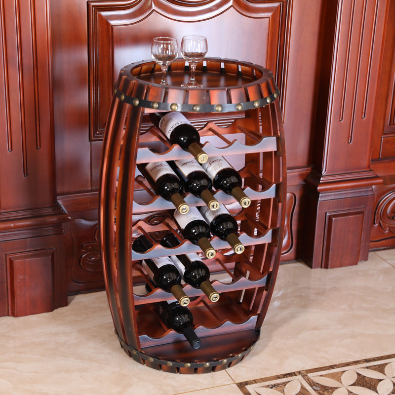 Maron Wine Bottle & Glass Rack in Brown