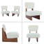 [Ensemble de 2] Méridienne beige moderne avec revêtement en polyester, base en bois robuste avec finition noyer, siège d'appoint minimaliste et élégant pour le salon, la chambre à coucher ou le bureau-793210682
