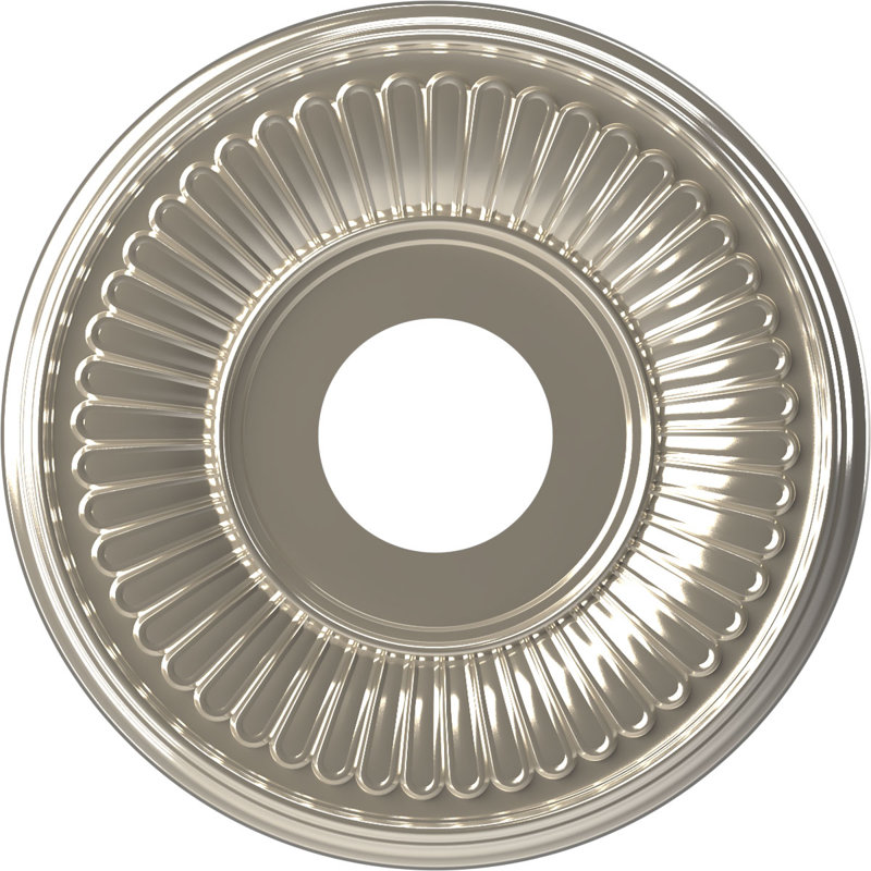 Médaillon de plafond Berkshire en PVC thermoformé, Chrome brillant, H 22 po x l 22 po x P 1 po