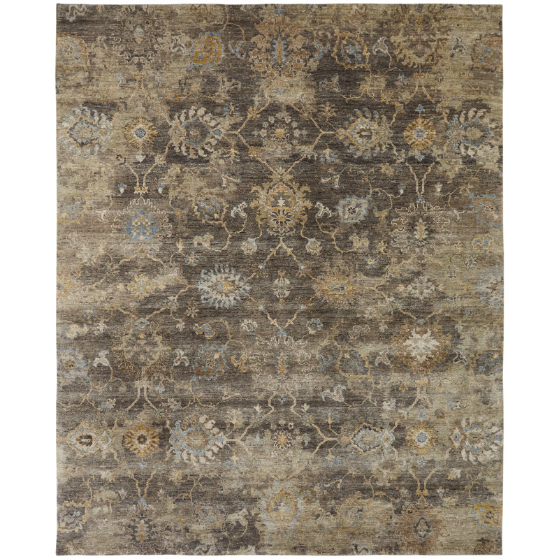 Stidham Handmade Wool Floral Area Rug, Round 8'