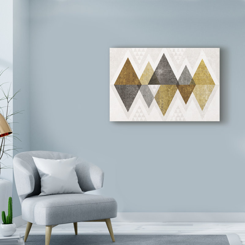 Art sur toile Guarani «Mod Triangles II Gold», H 12 po x l 19 po x P 2 po