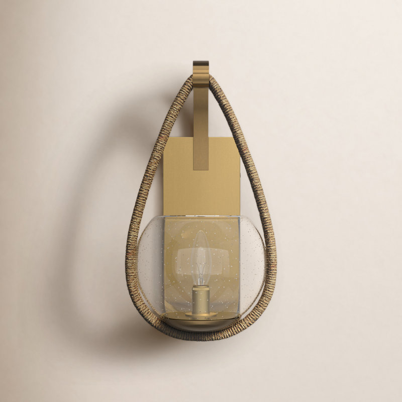 Jossa 1 - Light Wall Sconce In Warm Brass And Rope