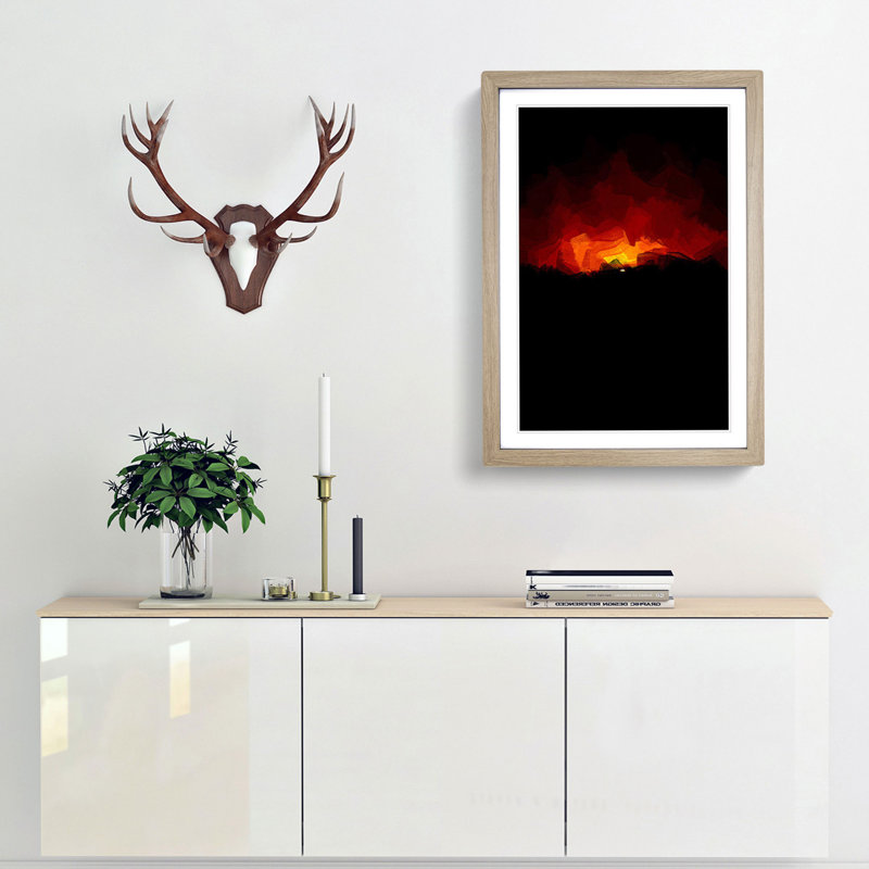 Striking Sunset in Abstract - Framed Print, 65cm H x 48cm W x 2cm D, Oak Framed