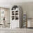 71-Inch High Arched Kitchen Cutlery Cabinet With 2 Large Drawers, Modern Farmhouse Storage Cabinet With Adjustable Shelves, Glass Door-2025437506