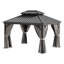 Pavillon de jardin extérieur à toit rigide 12 'x 10' avec double toit, rideaux et filet-132665352