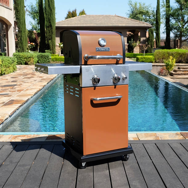 Permasteel 3-Burner Propane Gas Grill With Foldable Side Shelves