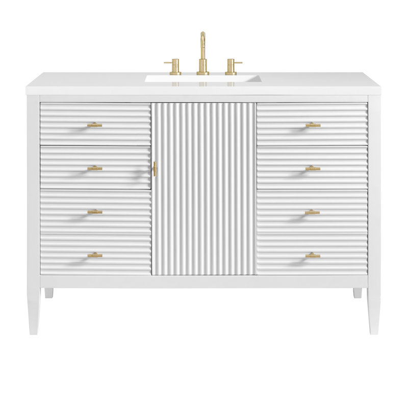 Myrrin 48'' W Single Vanity, White Zeus, Bright White, 8" Widespread