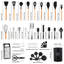 Ensemble d'ustensiles de cuisine 44 pièces en silicone avec support, spatule antiadhésive résistante à la chaleur et outils pour gadgets avec poignées en bois, noir-129466336