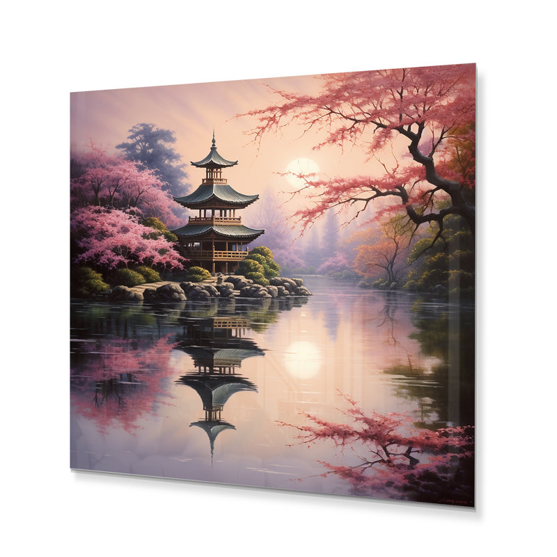 Asian Art Serene Pagoda VIII - Décoration murale asiatique en métal, H 36 po x l 36 po x P 1 po