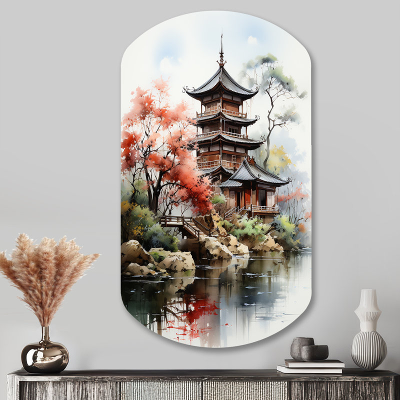 Goungo - Décoration murale asiatique en métal cylindrique, H 43 po x l 23 po