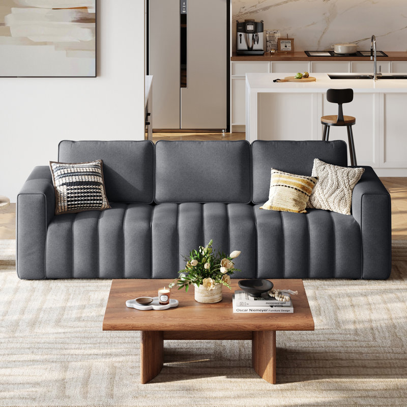 Hofmeister Modern Tufted Pet-Resistant Upholstery Sofa, Gray