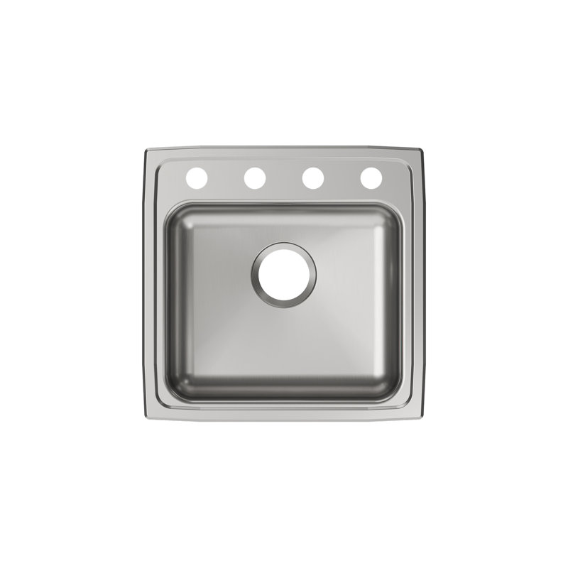 Évier de cuisine à montage sur plan L 19,5 po x l 19 po Lustertone Classic, 3 trous, 5.38"