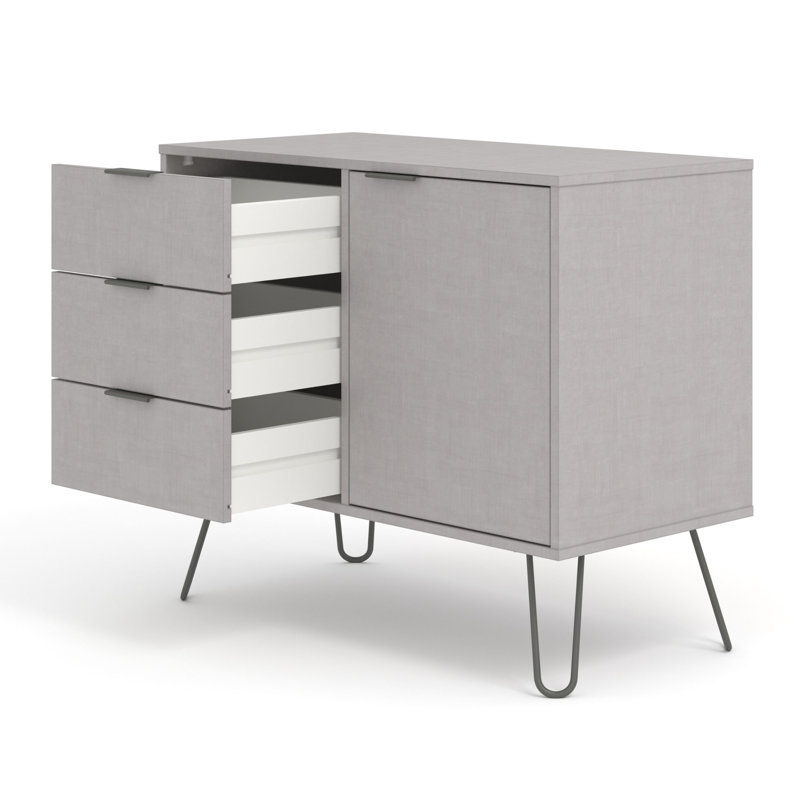 Dufresne Casual Living Small Sideboard with One Door and Three Drawers, Grey