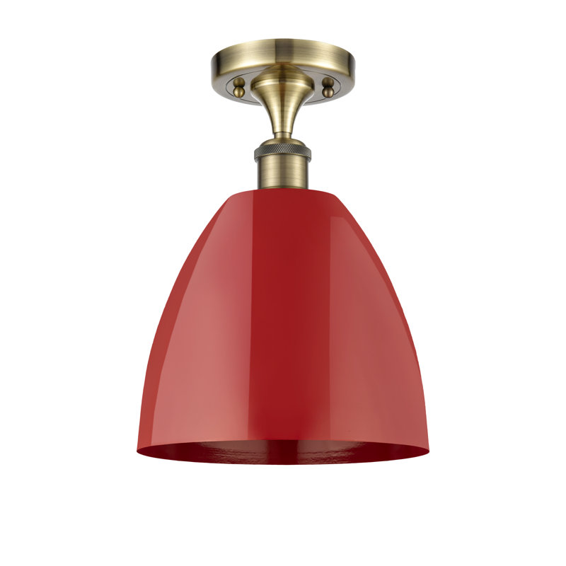 Plafonnier semi-encastré Crompond, Laiton antique, Rouge