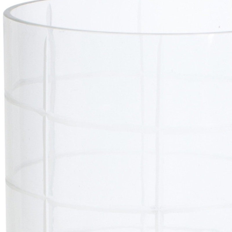 12" Silver And Clear Geometric Iron And Glass Tabletop Hurricane Candle Holder, 12" H x 5.5" W x 5.5" D