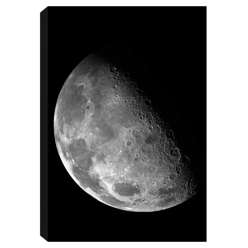Black and White Moon Study Canvas Art Print 24" x 36"