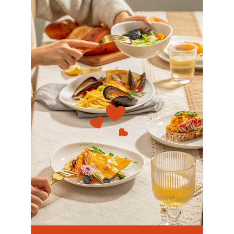 White Porcelain 7-Inch Stackable Dessert Plates, Set of 6