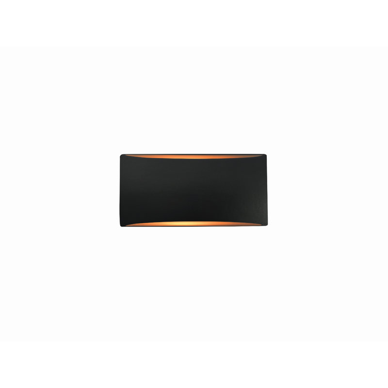 Applique murale en céramique Beda, Incandescent, H 5 po x l 10 po x P 4 po, Noir carbone mat / or champagne
