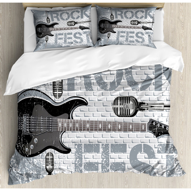 Lavern Grey Microfibre 350 TC Duvet Cover Set, Double - 1 Pillowcase (80 x 80 cm)
