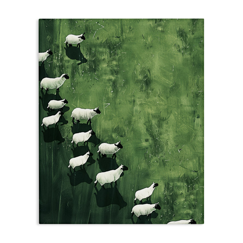 Toile abstraite «Wandering Sheep», conception par Arlington Prints, H 40 po x l 30 po
