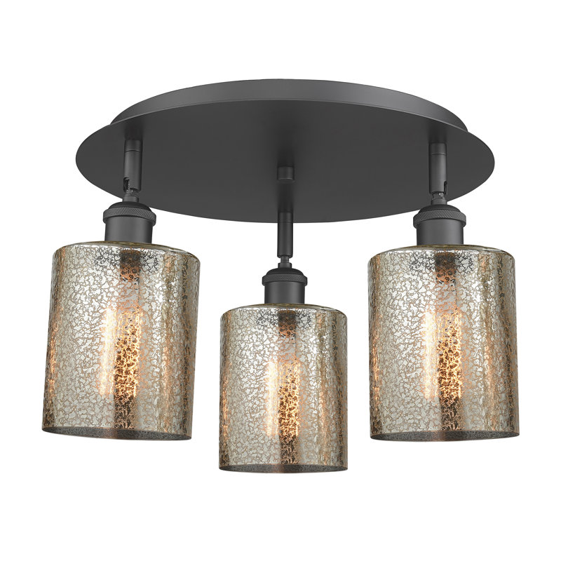 Dublin Glass Semi Flush Mount, Mercury, Matte Black