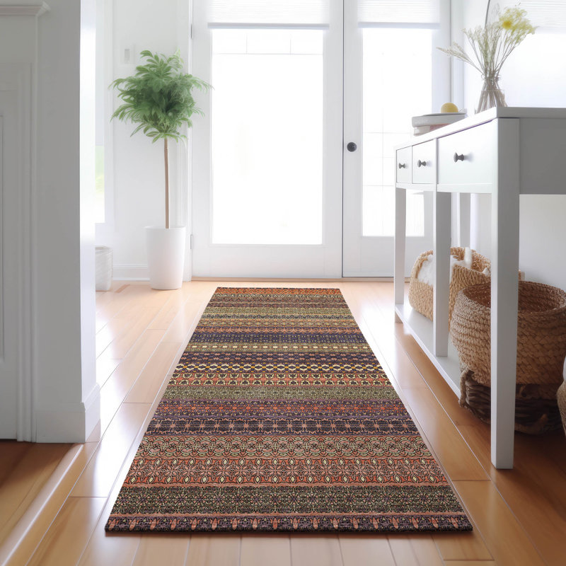 Premium Machine Washable Cerrito AMF527 Paprika, Runner 2'3" x 7'6"