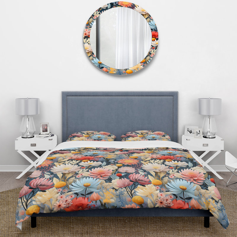 Pastel Rainbow Botanicals Pattern III - Ensemble de housse de couette botanique