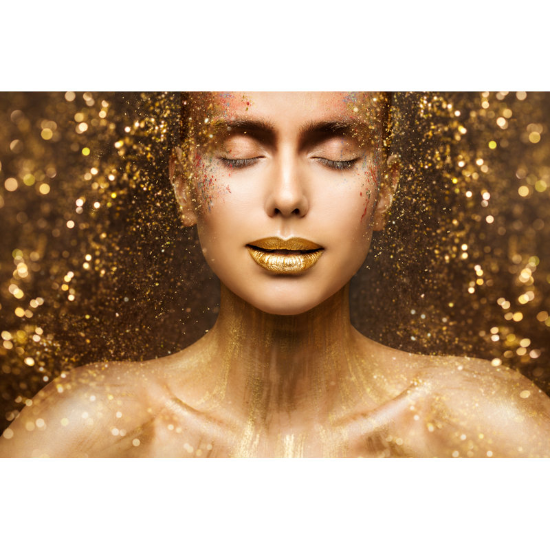 Gold Fashion Makeup by Inarik - Wrapped Canvas Print, 30cm H x 46cm W x 3.8cm D
