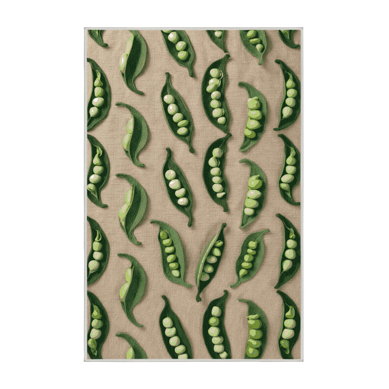 Washable Edamame Vegetables Area Rug, Rectangle 3' x 5'
