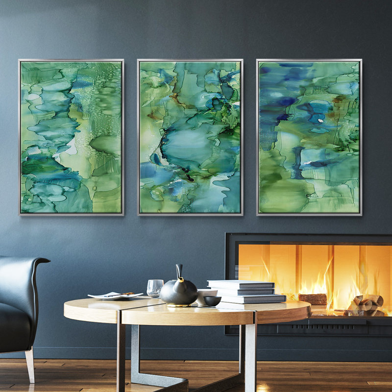 " Cool Forever I " 3 - Pieces, Silver, 36" H x 72" W