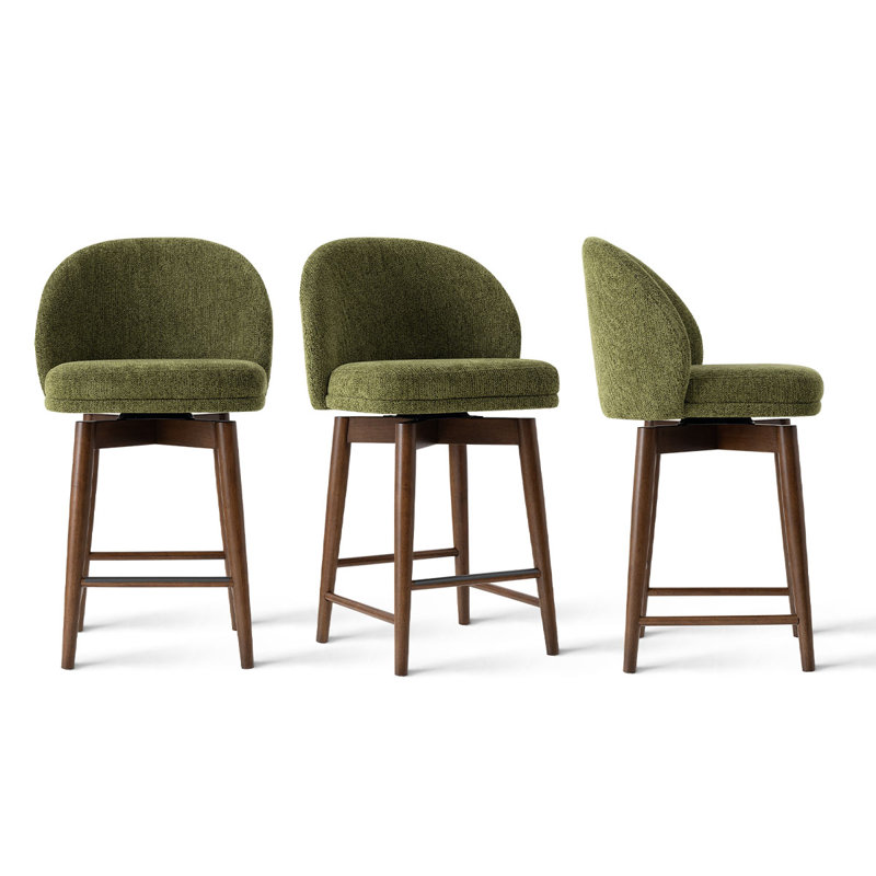 Tabouret de comptoir pivotant rembourré, Vert