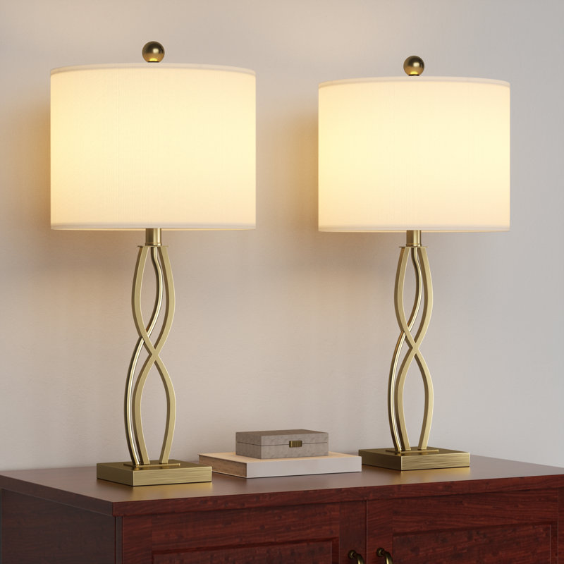 Lampe de table de chevet 26 po en métal à intensité variable moderne pour chambre / salon, Doré