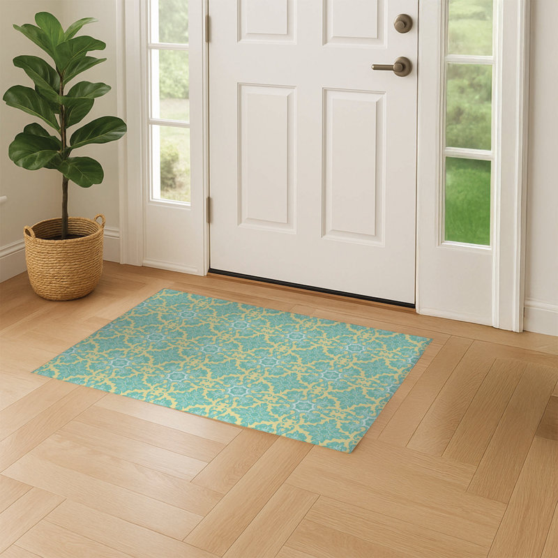 Paillasson Damask, Vert / Jaune, L 36 po x L 60 po