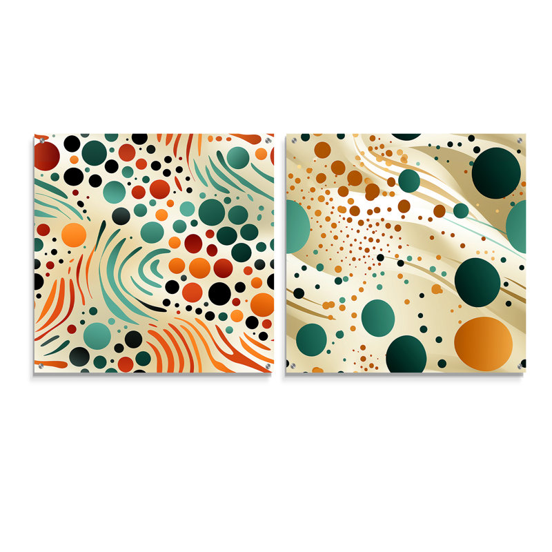 Corvina - Ensemble de 2 verres muraux abstraits en acrylique Mid-Century, H 16 po x l 33 po
