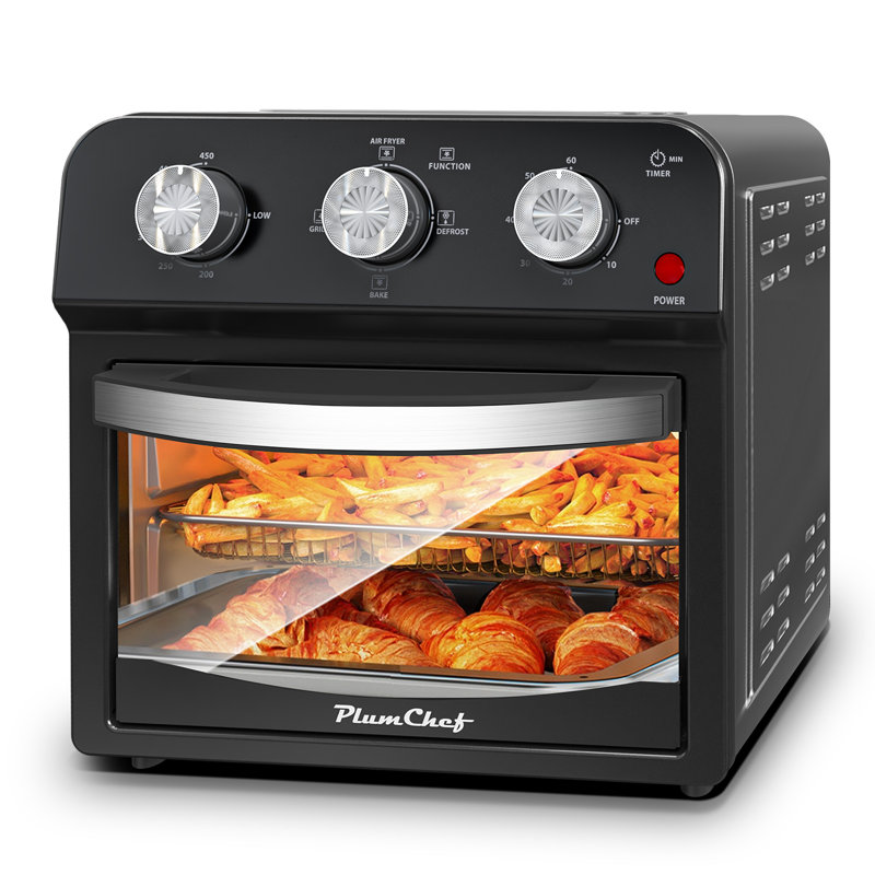 12.5 Quart Air Fryer Convection Toaster Oven, 1500W, 4 Cooking Modes, 7-in-1 Multifunction with Roast, Bake, Grill, Broil, Toast, Dehydrate, Defrost, Stainless Steel, Black