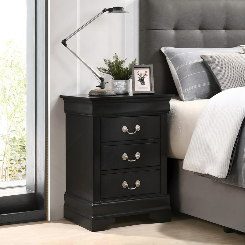Timeless Black Nightstand With Storage Options, Black