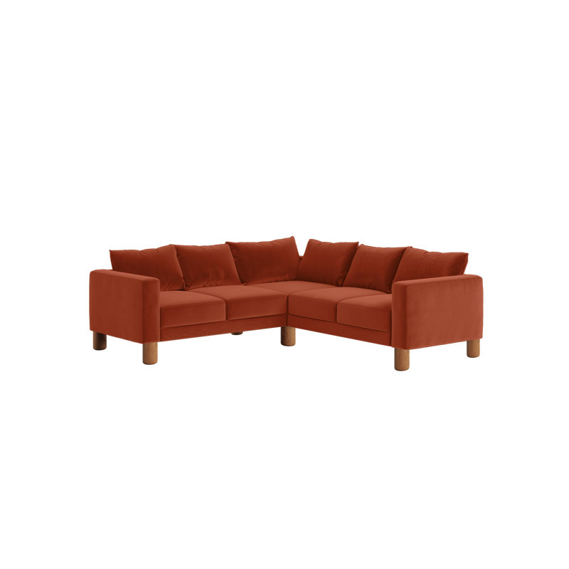Essential 5-Seat Corner Sectional, Amber Recycled Velvet, Cylinder