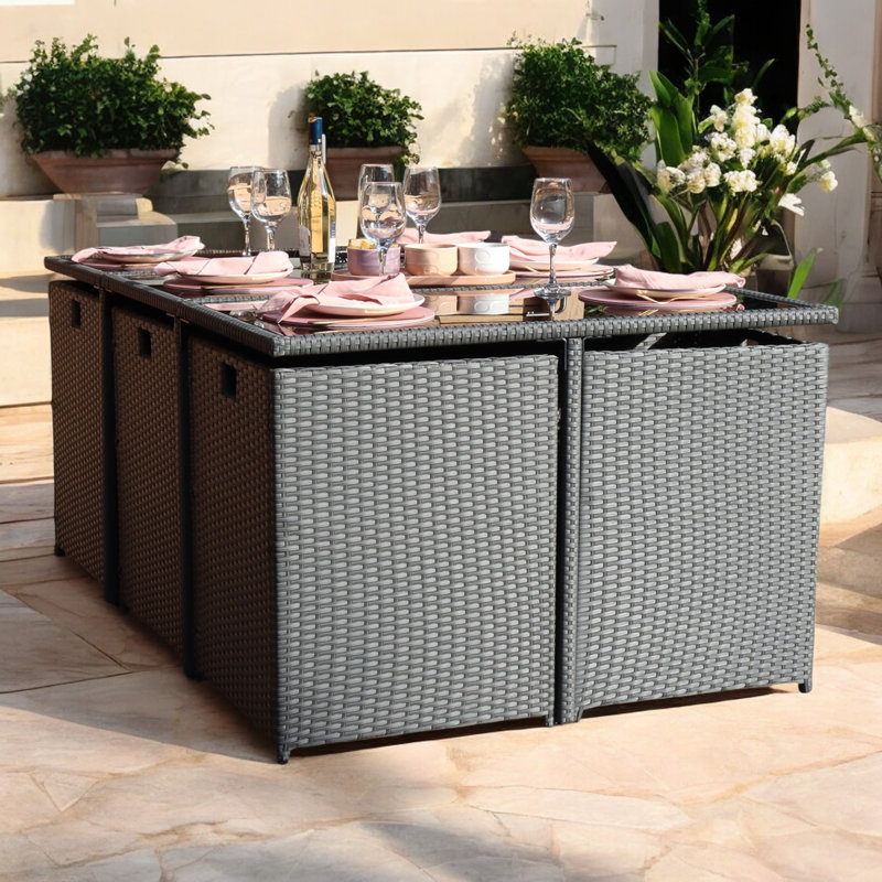 Cannes 10 Seater Cube Set including Cushions, Grey