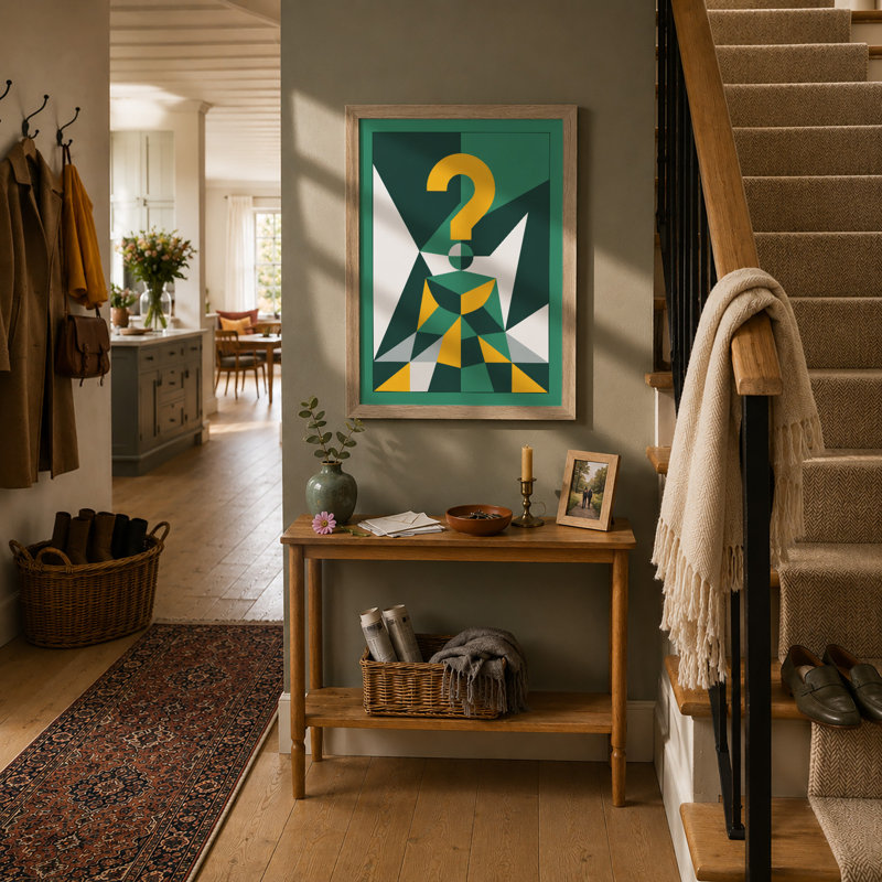 Questions in Motion Geometric - Framed Print, A3 - 42.0 x 29.7 cm, Oak