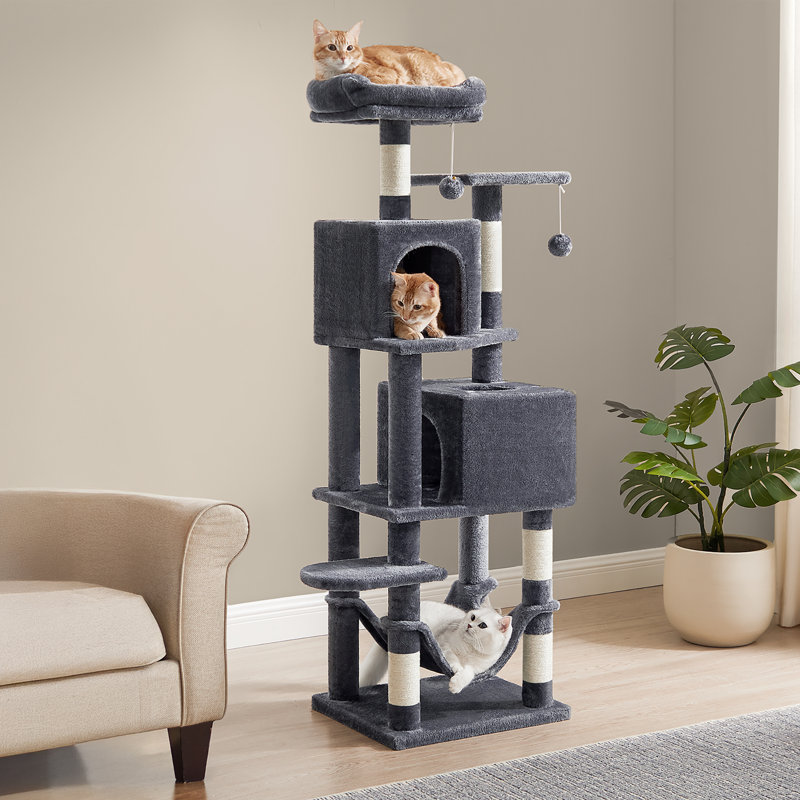 Arbre à chat 61 po H, Gris foncé, H 59,4 po x l 30,8 po x P 20,6 po
