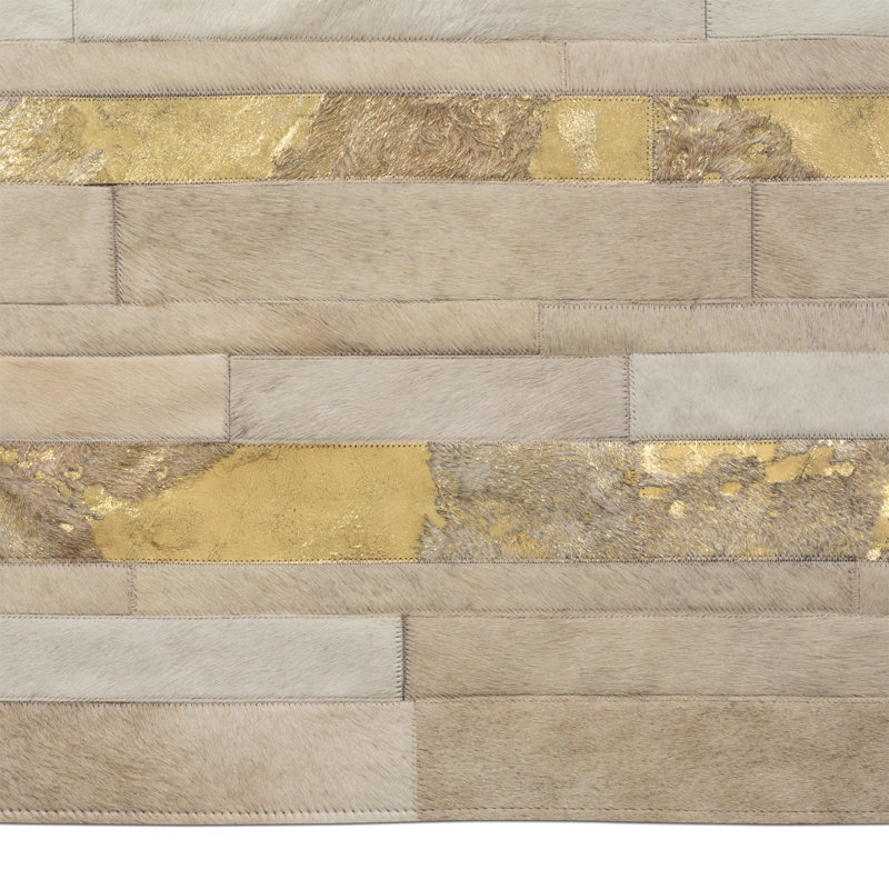 Kronos Cowhide Striped Area Rug, Rectangle 10' x 14'