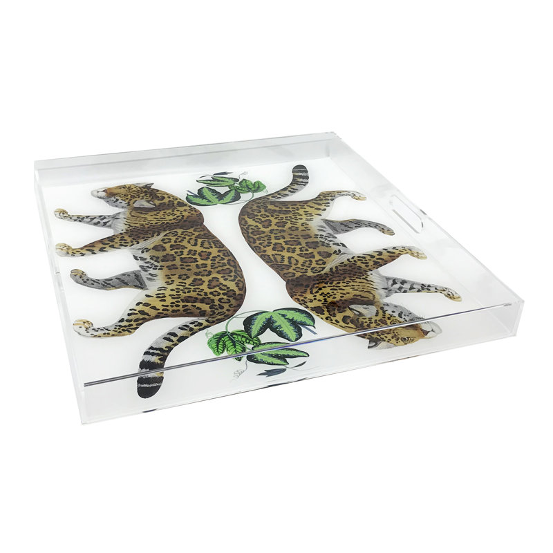 Leopard Seeing Double Serving Tray, White
