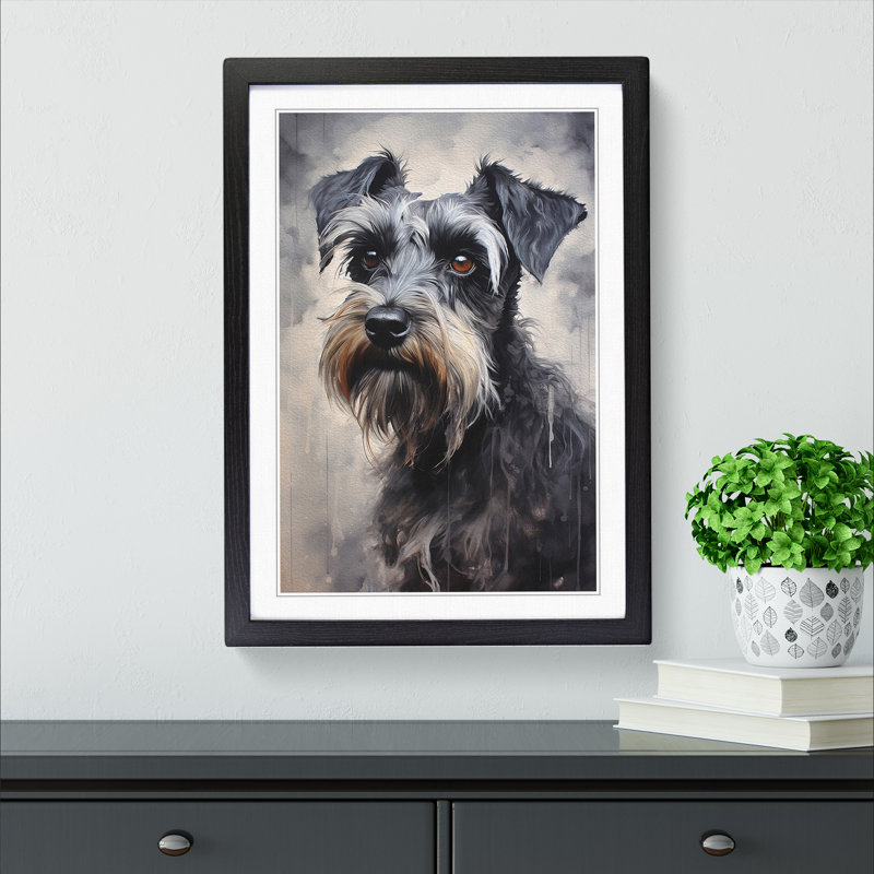 Schnauzer Informel - Single Picture Frame Rectangle Print on Wood, 46cm H x 34cm W x 2cm D, Black