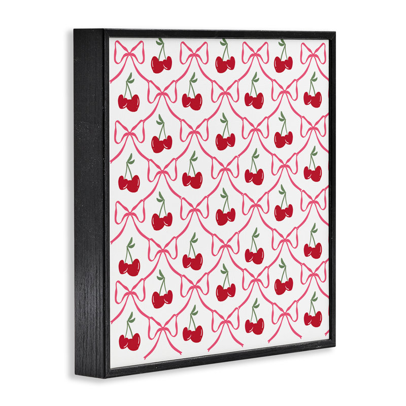 Adorable giclée encadrée à motif de cerises et d'arcs, design par Lucille Price, H 24 po x l 24 po