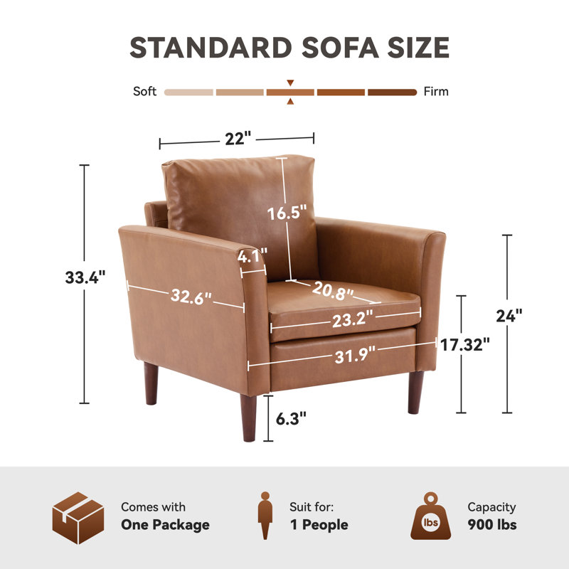 Fauteuil d'appoint 31,4 po Bobur, Châtaigne